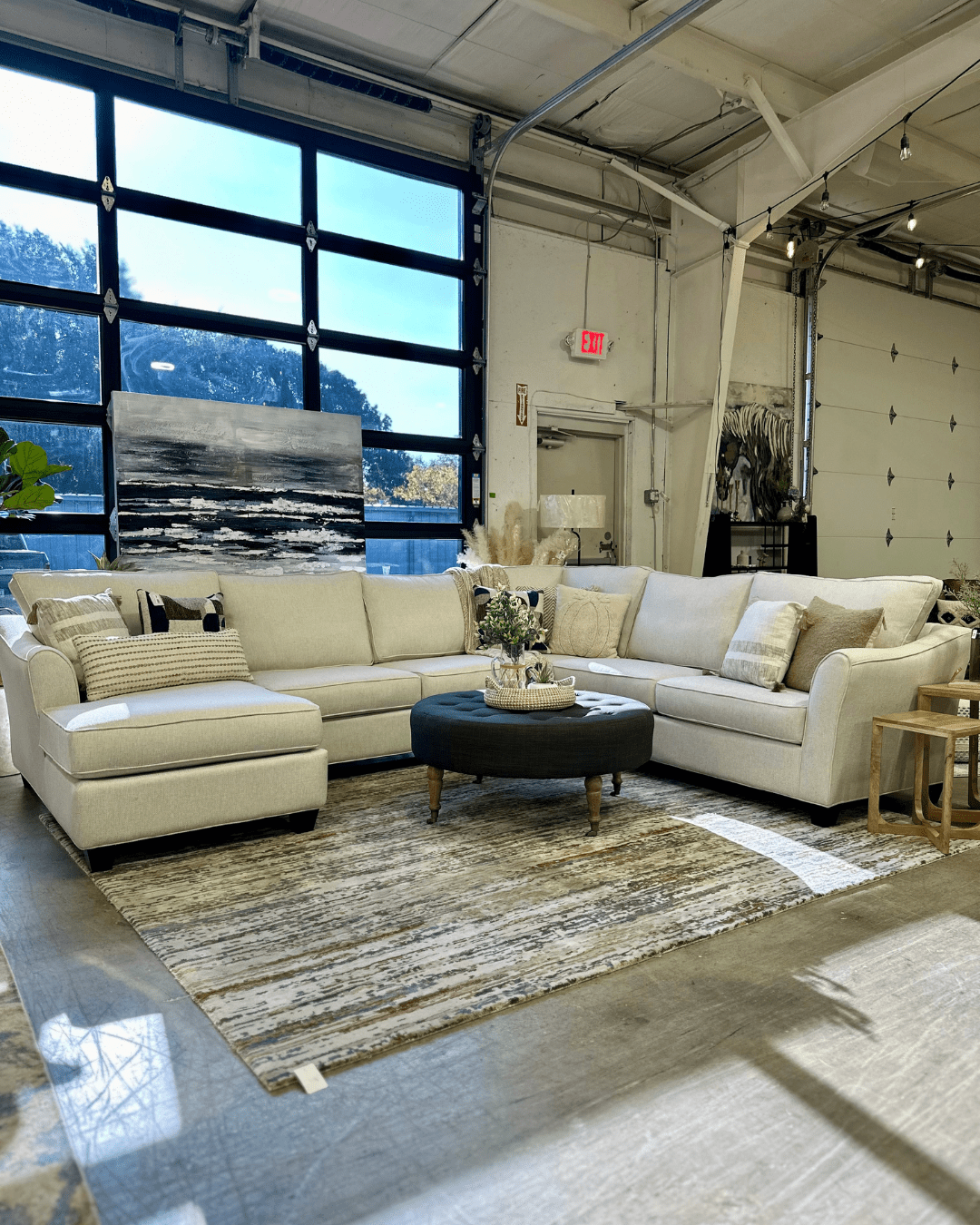 Beige Sectional with Chaise