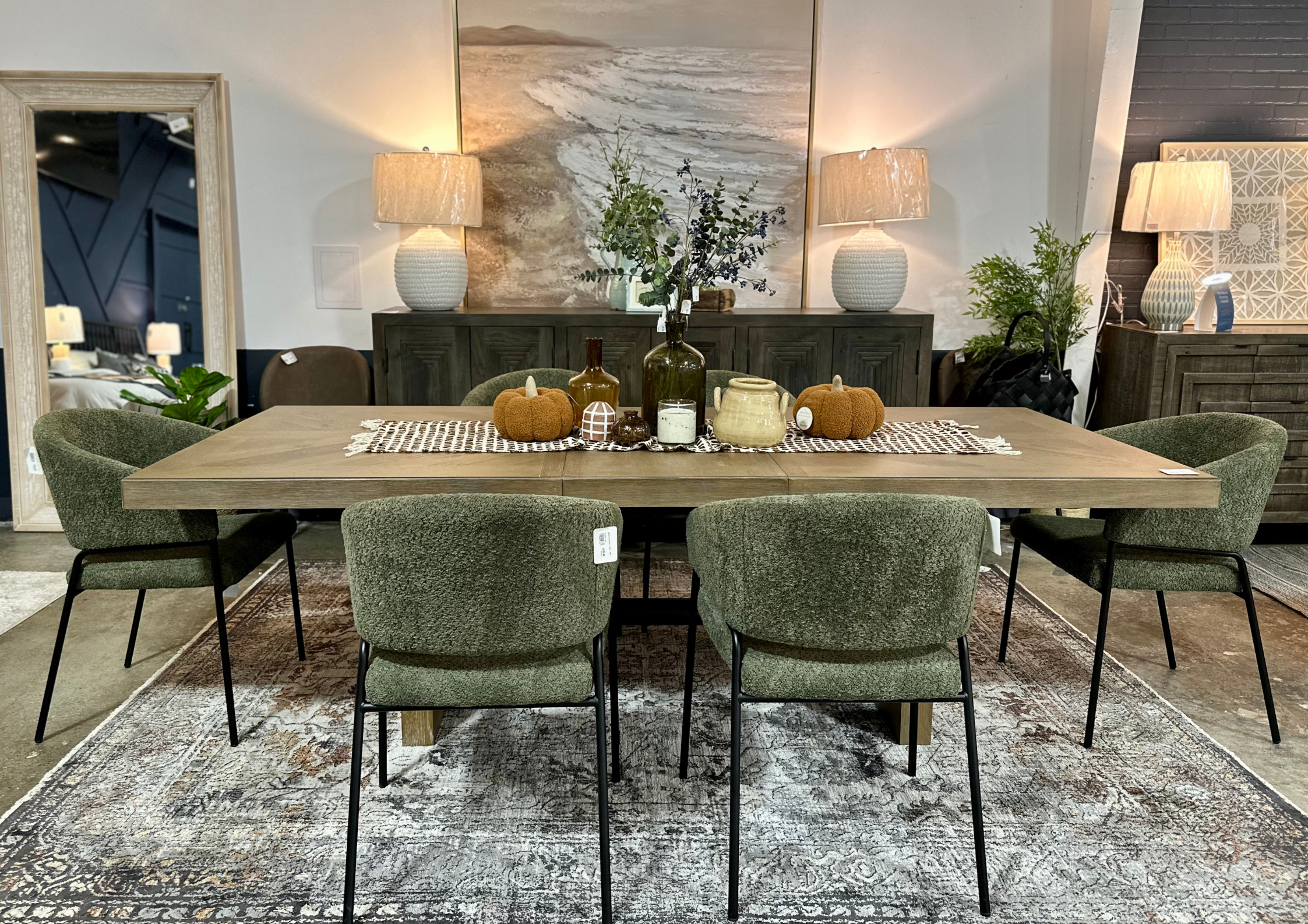 Dining Table & Green Dining Chairs