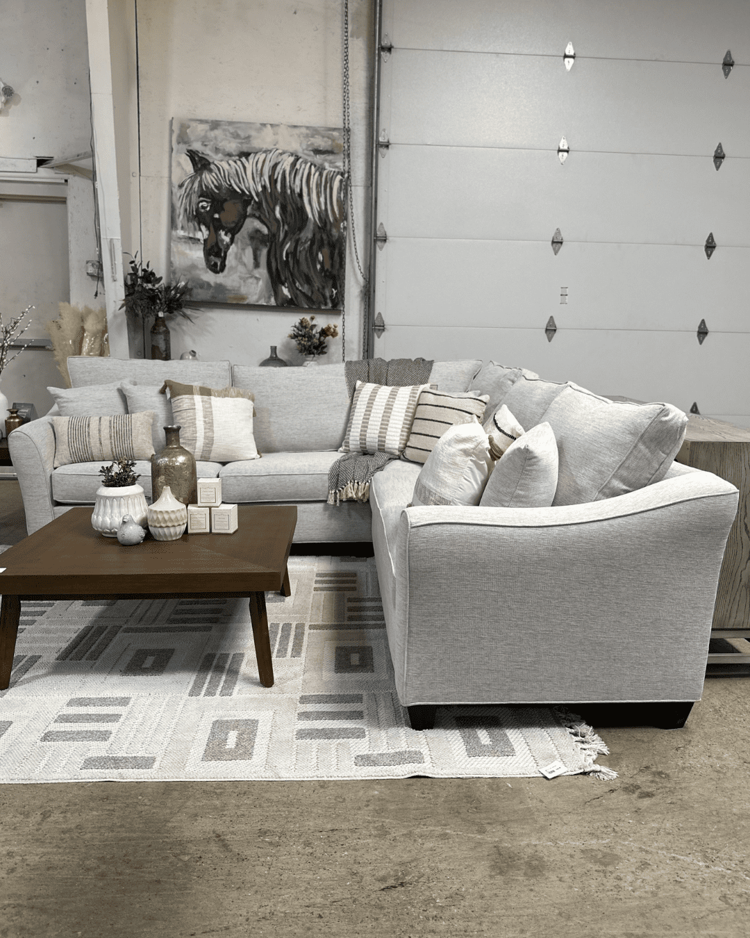 Light Grey Cushioned Seat L-Sectional 