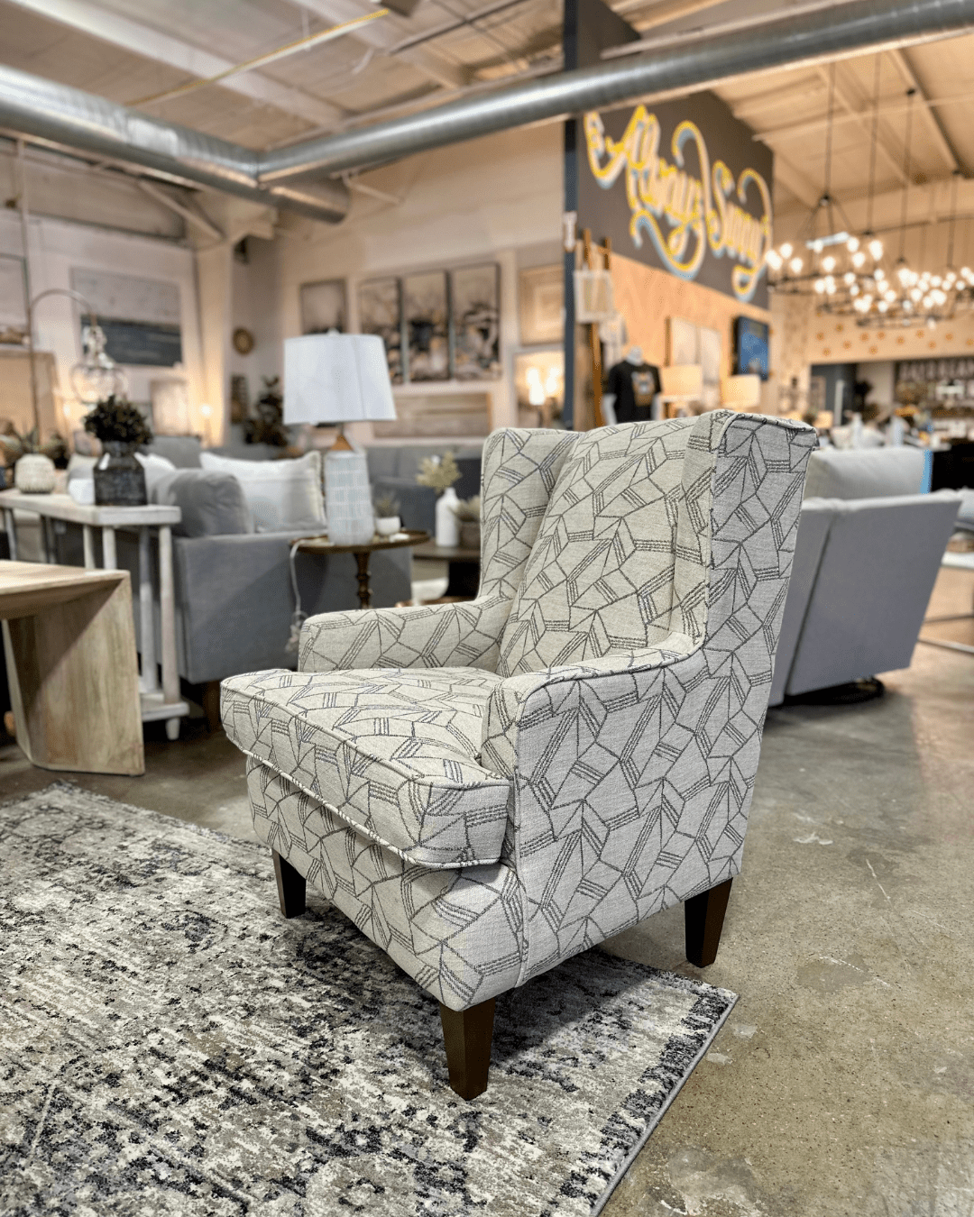 White and Grey Detailed Cushioned Armchair