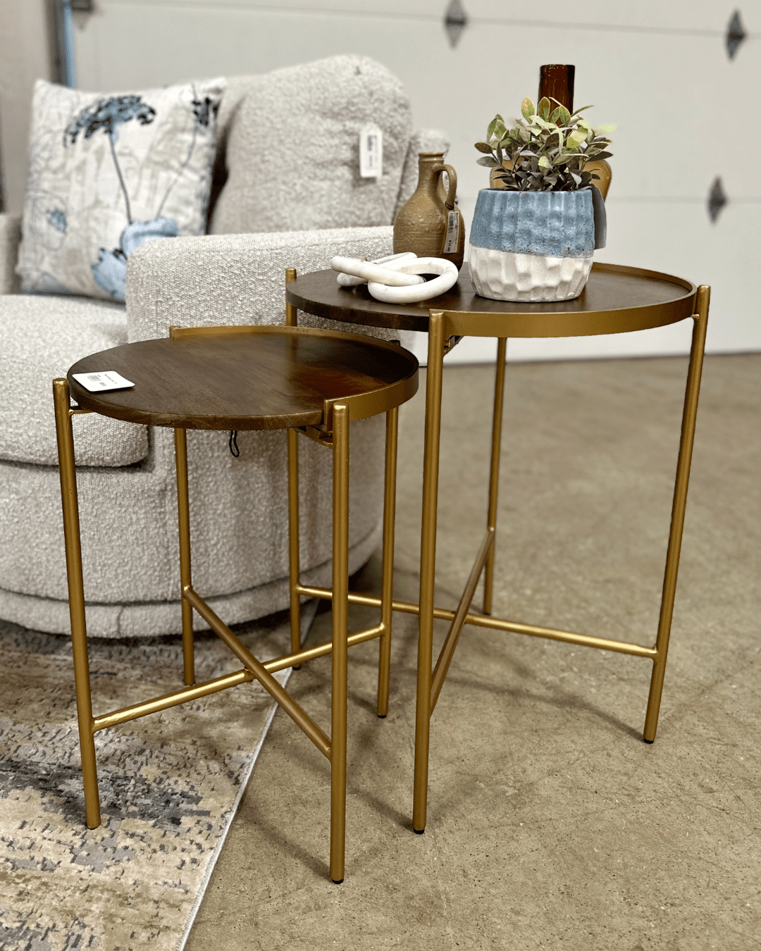 s/2 nesting tables with gold legs