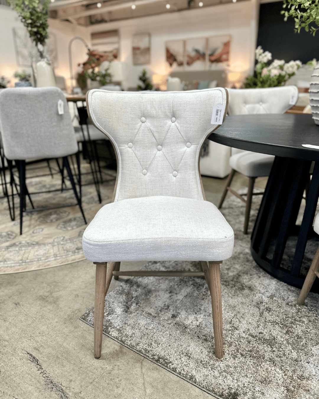 Light Grey Cushioned Tight Back Chair