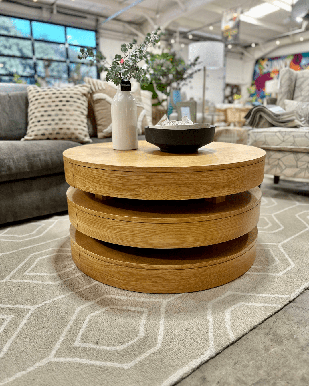 Round Wooden Coffee Table 