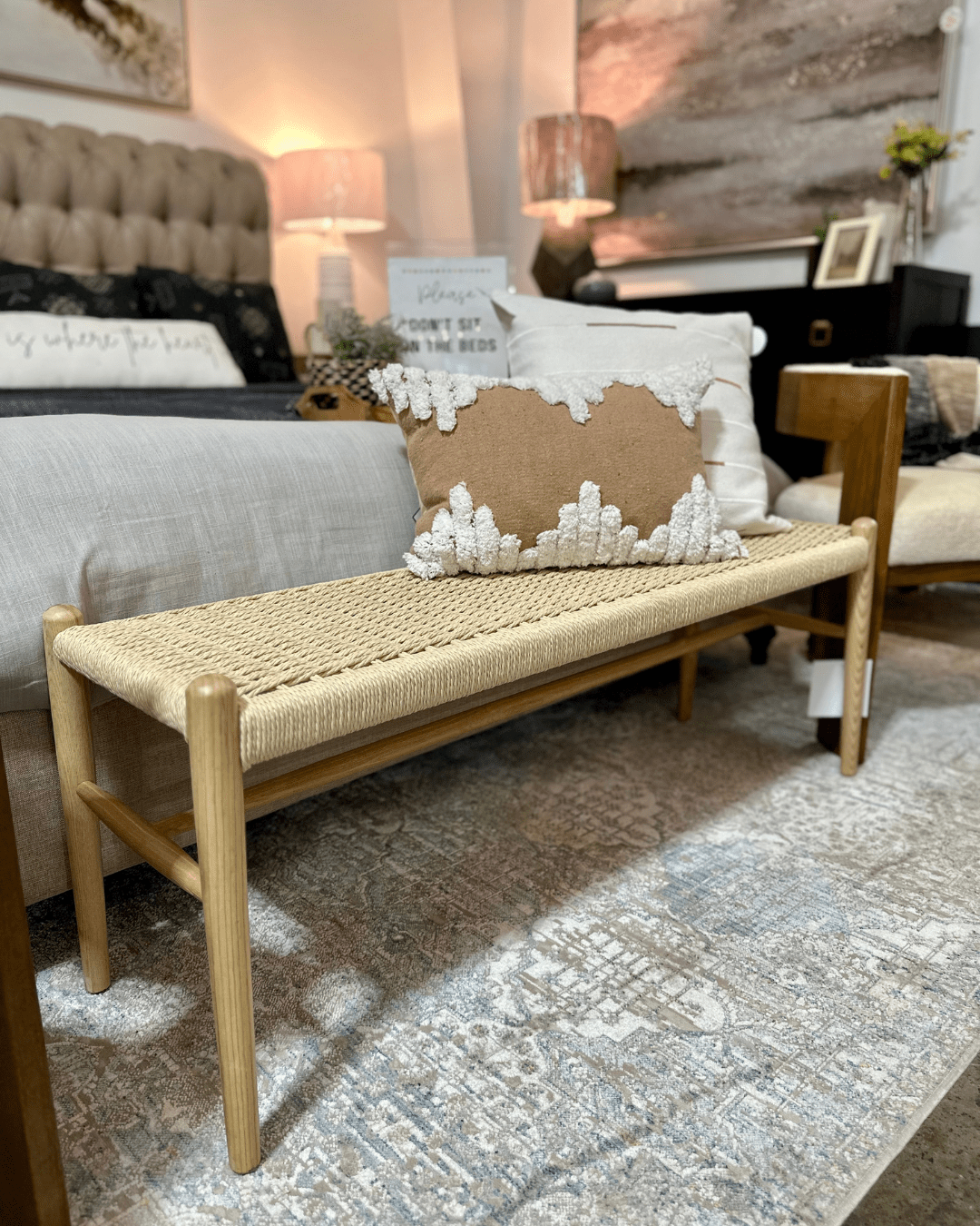 Woven Cream bench 