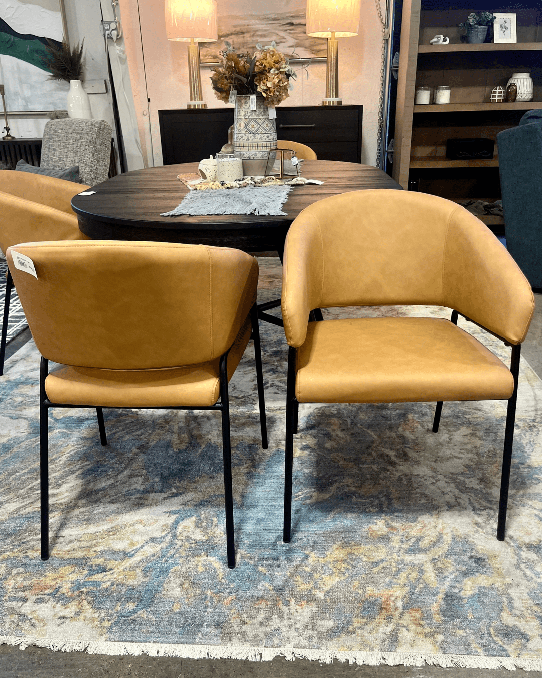 Tan Leather Modern Dining Chairs 